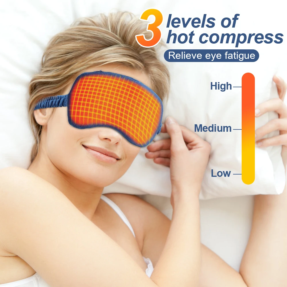 Electric Eye Mask 3D Massage Constant Temperature Hot Compress & Virbration & Smart Timing Sleep Shading Relieve Eye Fatigue