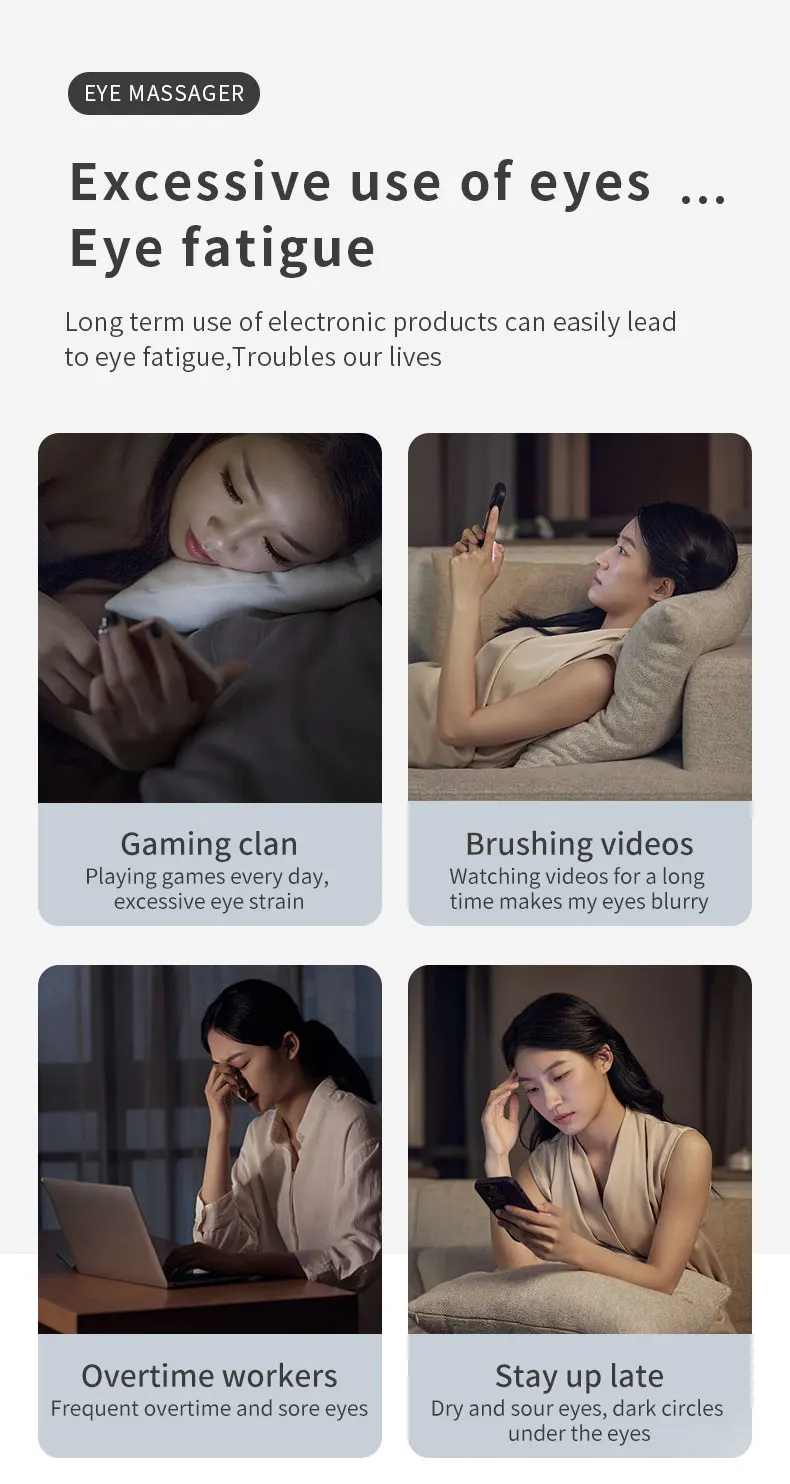 Eye Massager with Heat and Cooling 12 Vibration Node Rechargeable Eye Care Device with Bluetooth for Puffiness and Improve Sleep Eye Massager with Heat and Cooling 12 Vibration Node Rechargeable Eye Care Device with Bluetooth for Puffiness and Improve Sleep