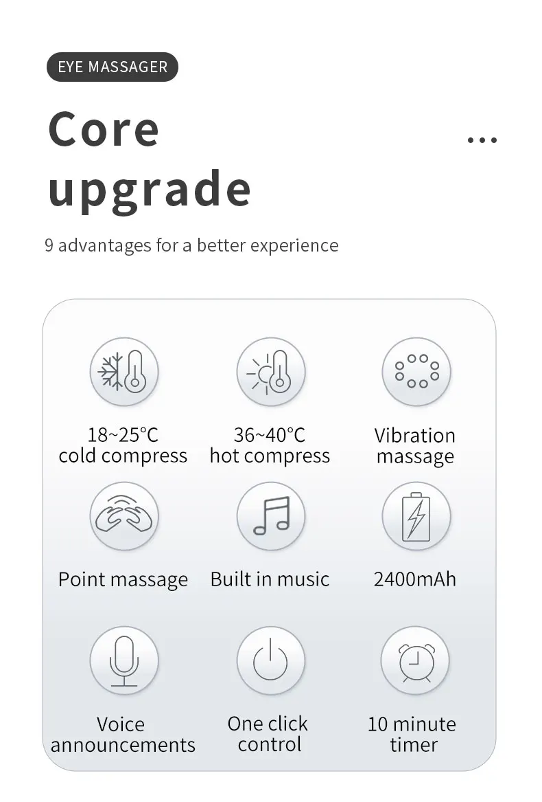 Eye Massager with Heat and Cooling 12 Vibration Node Rechargeable Eye Care Device with Bluetooth for Puffiness and Improve Sleep Eye Massager with Heat and Cooling 12 Vibration Node Rechargeable Eye Care Device with Bluetooth for Puffiness and Improve Sleep