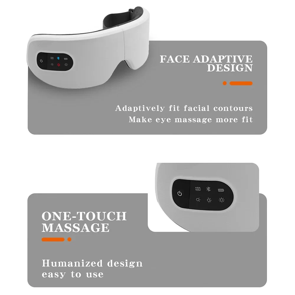 All-in-One Bluetooth Eye Massager – 4D Air Pressure, Vibration  Smart Mask with Wireless Charging for Eye Care & Relaxation