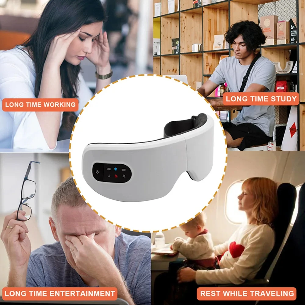 All-in-One Bluetooth Eye Massager – 4D Air Pressure, Vibration  Smart Mask with Wireless Charging for Eye Care & Relaxation