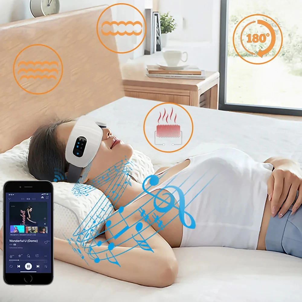 All-in-One Bluetooth Eye Massager – 4D Air Pressure, Vibration  Smart Mask with Wireless Charging for Eye Care & Relaxation
