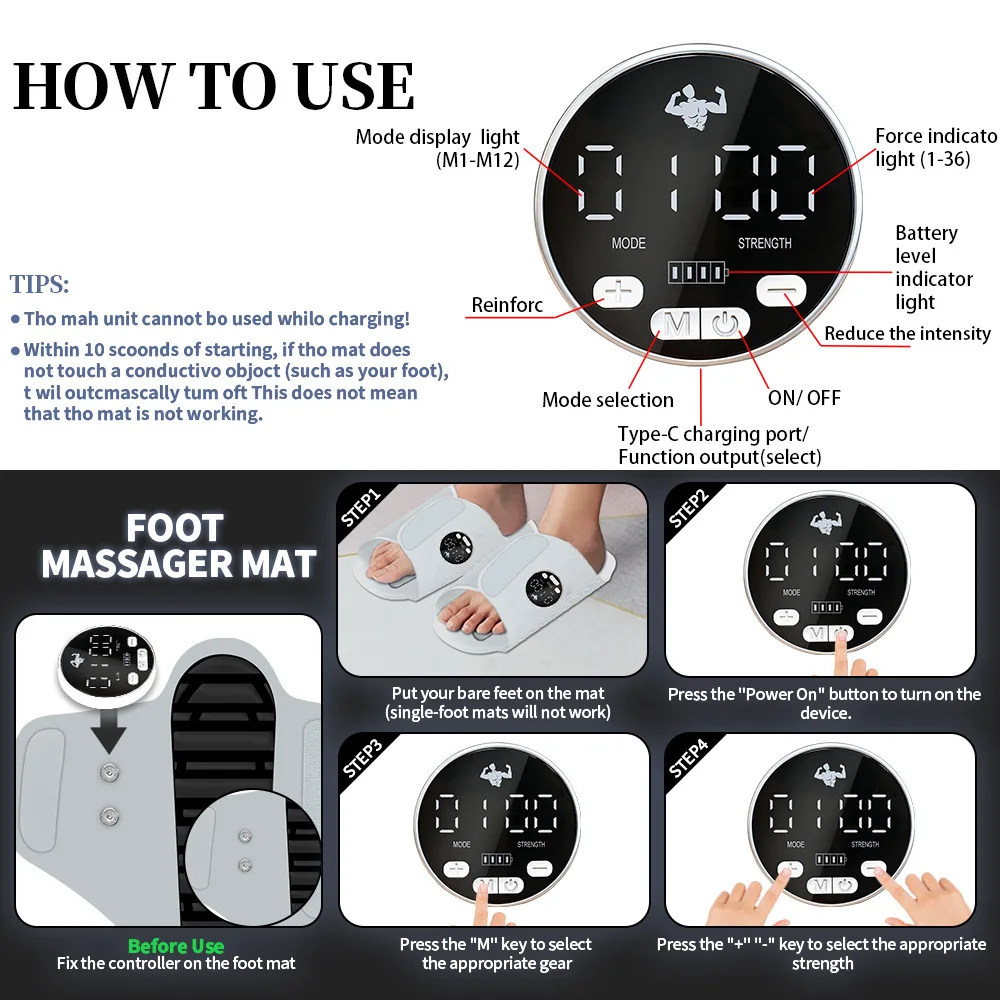 Electric Foot Massager Shoe EMS Pad Muscle Stimulation Massage  Foot Relaxation Foot Spa Machine Feet Massager Tools Circulation
