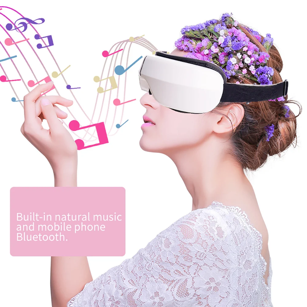 6D Smart Bluetooth Music Eye Massager Vibration Airbag Compress Eye Care Instrument Eye Massage Glasses Eye Relax Fatigue Pouch