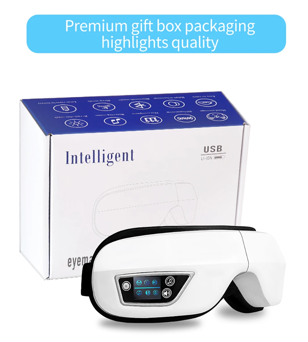 6D Smart Bluetooth Music Eye Massager Vibration Airbag Compress Eye Care Instrument Eye Massage Glasses Eye Relax Fatigue Pouch