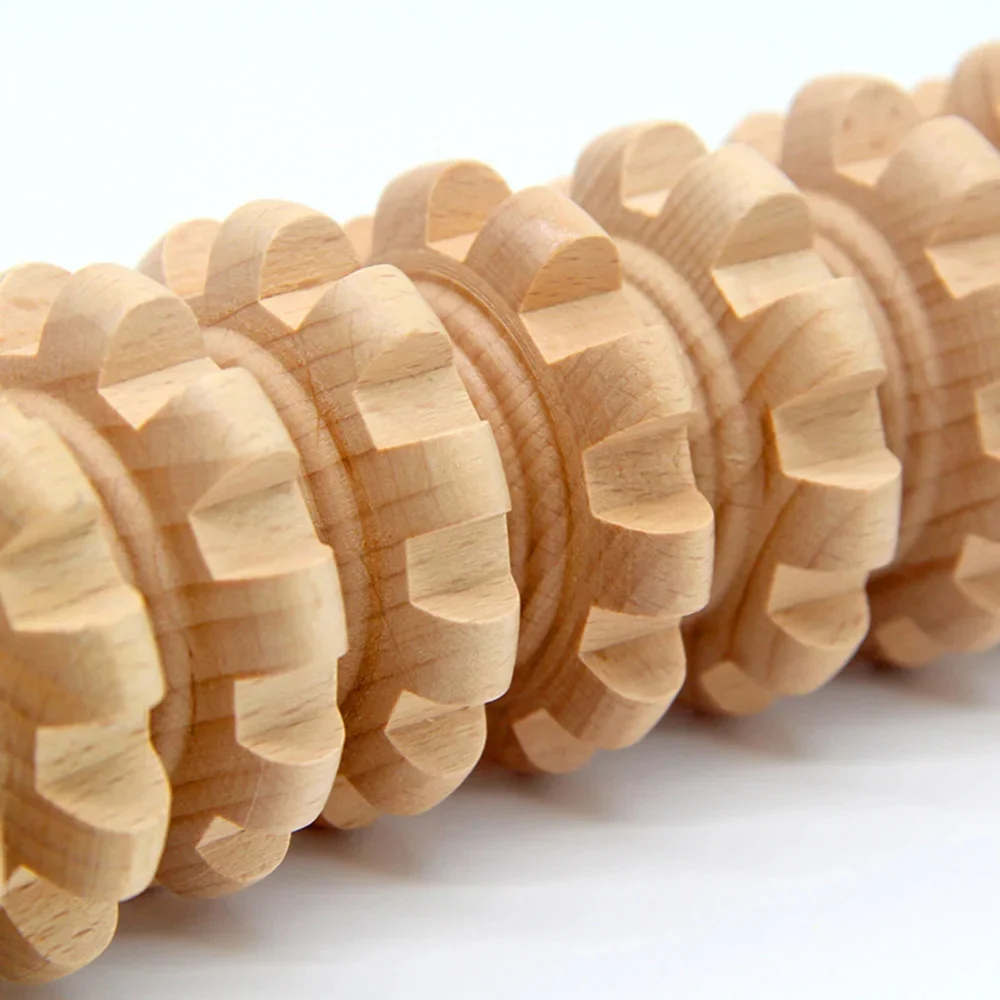 Wooden Roller Massage Stick Handheld Gear Tool 12 Wheel Rolling Tool Bendable Roller Trigger Point Made Of Pure Natural Wood