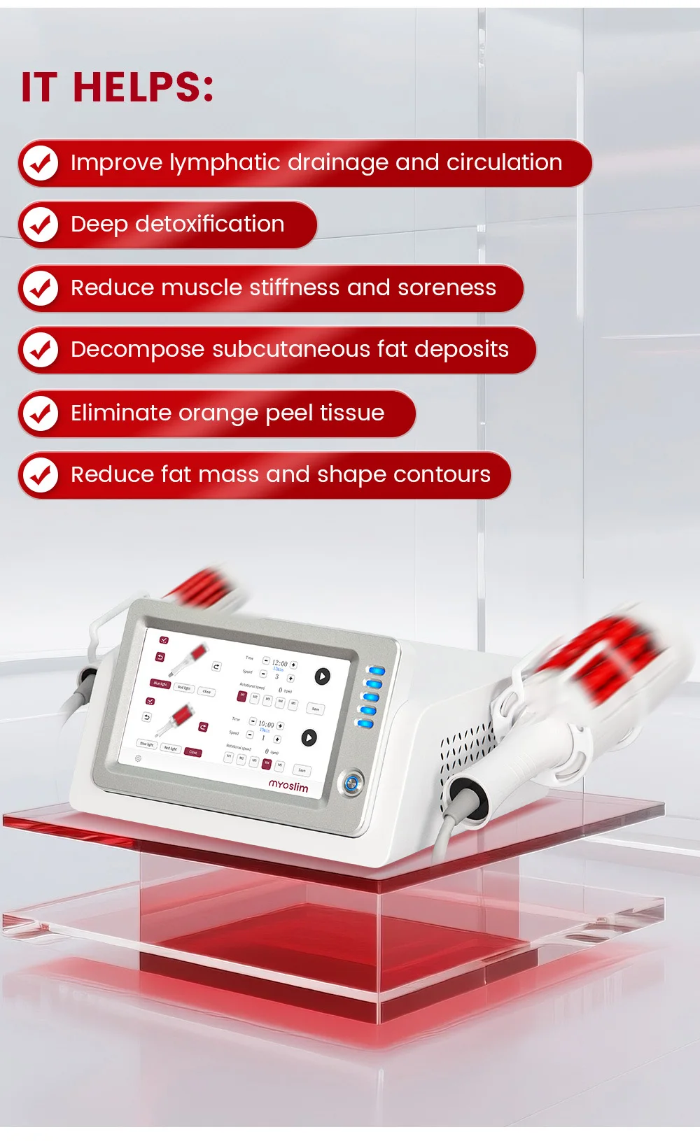 360° Inner Ball Roller Machine MYOslim For Body Contouring Cellulite Reduction Deep Tissue Massage and Circulation Improvement