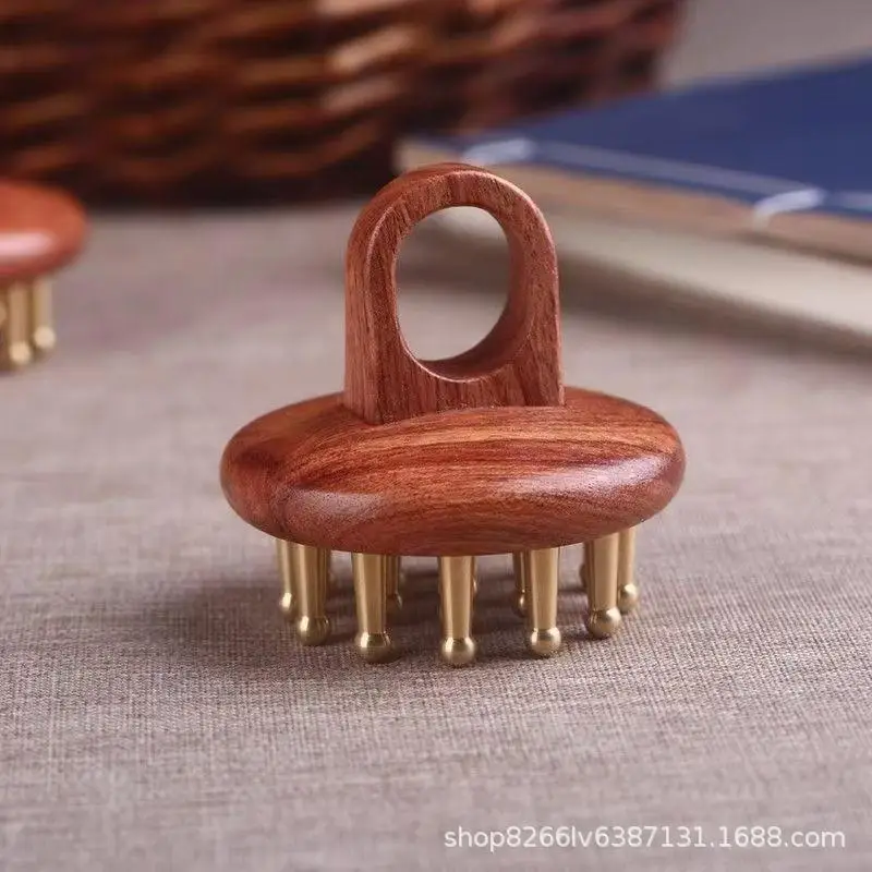 1Pcs Meridians Massage Comb Copper Sandalwood Meridians Fine Tooth Comb Needling Guasha Scalp Massage Brush Relax Body Massager