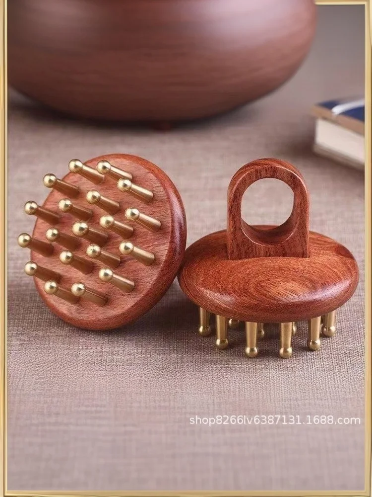 1Pcs Meridians Massage Comb Copper Sandalwood Meridians Fine Tooth Comb Needling Guasha Scalp Massage Brush Relax Body Massager