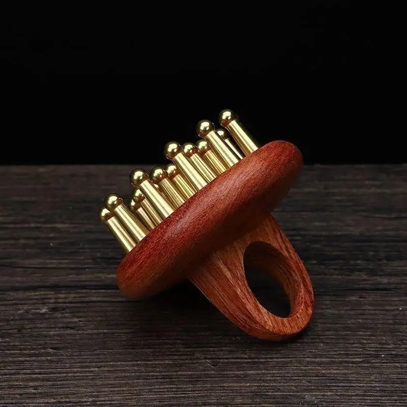 1Pcs Meridians Massage Comb Copper Sandalwood Meridians Fine Tooth Comb Needling Guasha Scalp Massage Brush Relax Body Massager