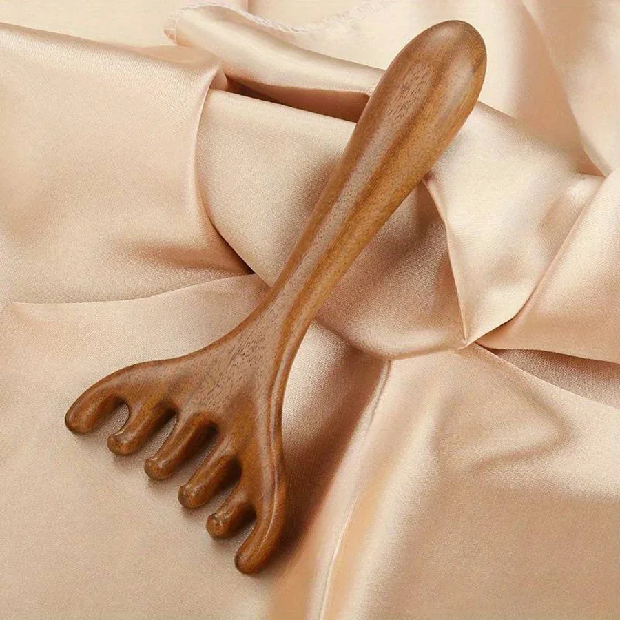 1/2pcs Sandalwood Meridian Comb Scalp Massager Wooden Gua Sha Comb Antler-Shaped Meridian Brush Massage Tools For Scalp Care