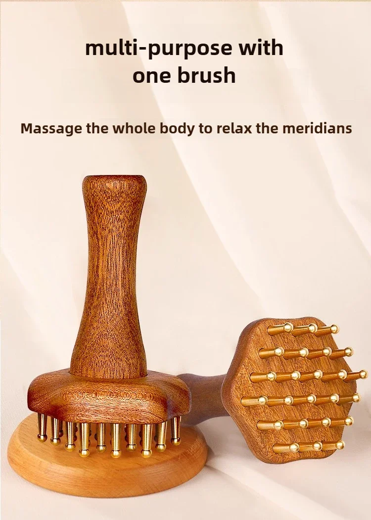 Portable Brass Gua Sha Massage Tool Head Neck Leg Body Meridian Massager Lymphatic Muscle Relief Pain Deep Tissue Massage