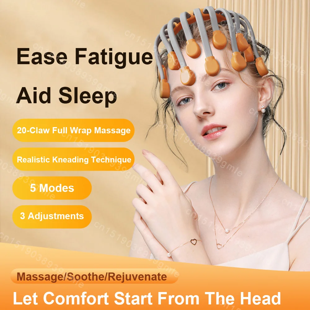 8-20 Claw Full Wrap Head Massage Machine 360 Degree Electric Point Massager Health Care Octopus Scalp Scratcher for Relaxation