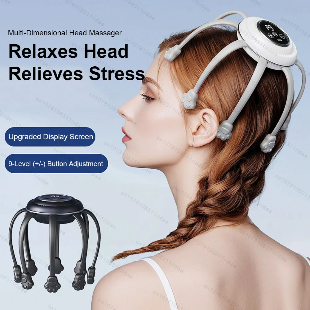 8-20 Claw Full Wrap Head Massage Machine 360 Degree Electric Point Massager Health Care Octopus Scalp Scratcher for Relaxation