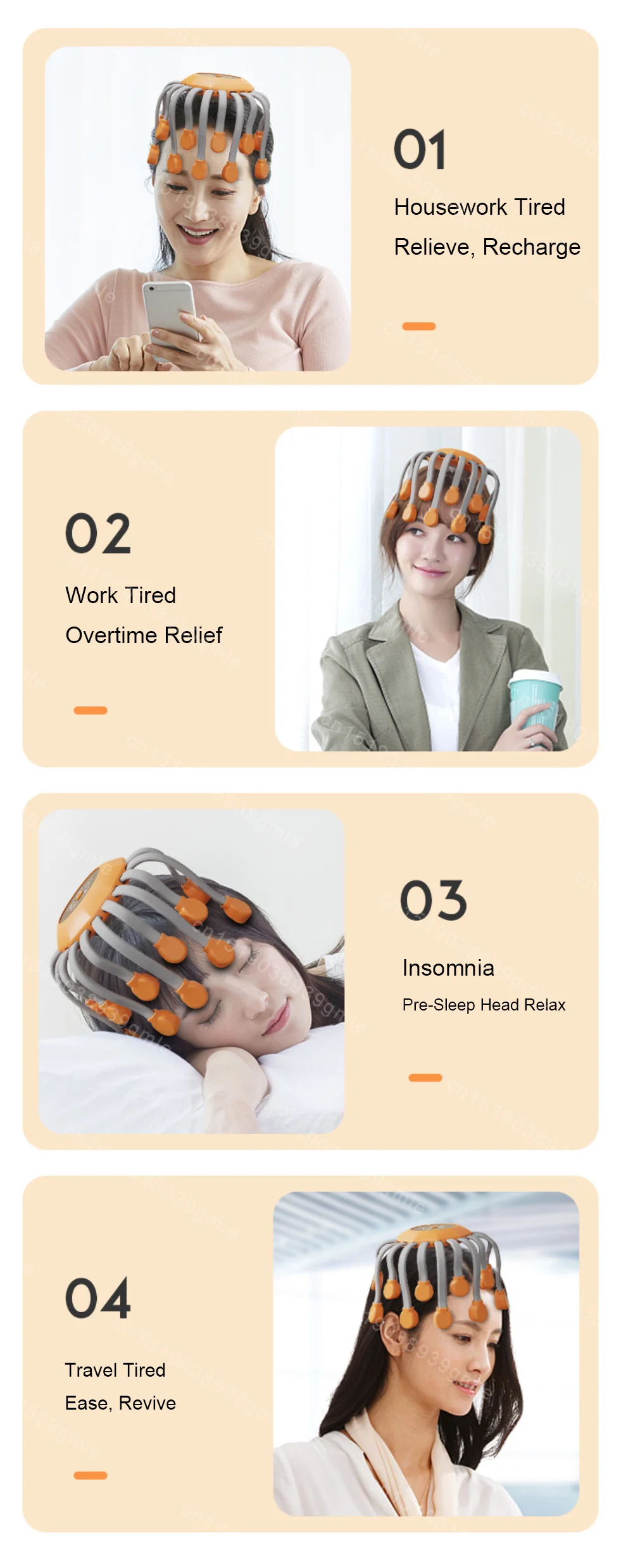 8-20 Claw Full Wrap Head Massage Machine 360 Degree Electric Point Massager Health Care Octopus Scalp Scratcher for Relaxation