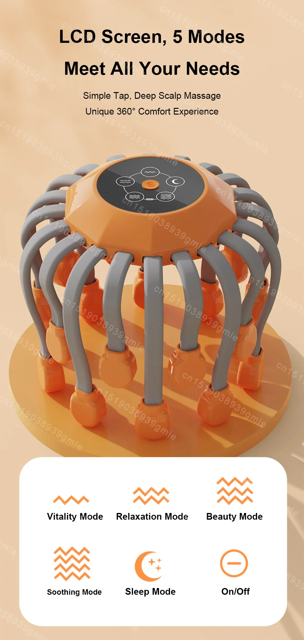 8-20 Claw Full Wrap Head Massage Machine 360 Degree Electric Point Massager Health Care Octopus Scalp Scratcher for Relaxation