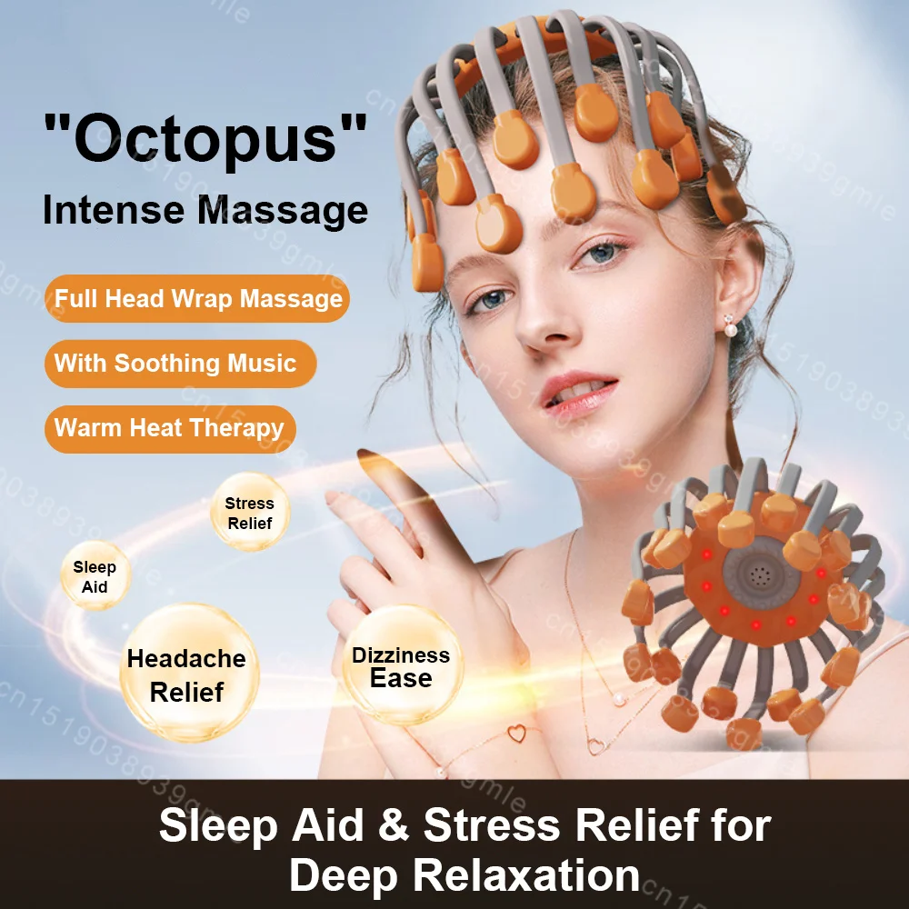 8-20 Claw Full Wrap Head Massage Machine 360 Degree Electric Point Massager Health Care Octopus Scalp Scratcher for Relaxation