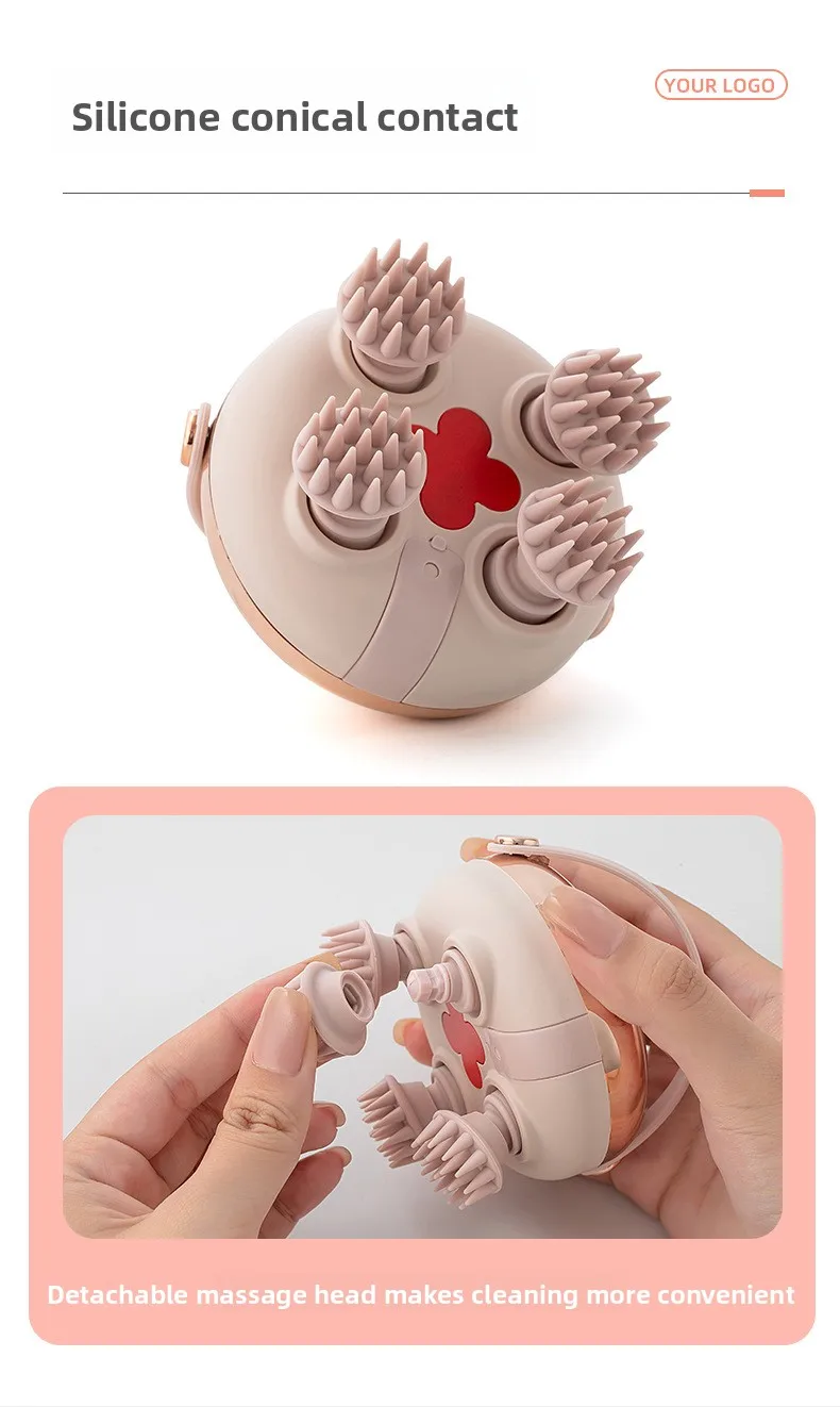 Head Massage Instrument Rechargeable Head Massager Scalp Stress Relax Body MassageWaterproof Handheld Hair Scalp massager