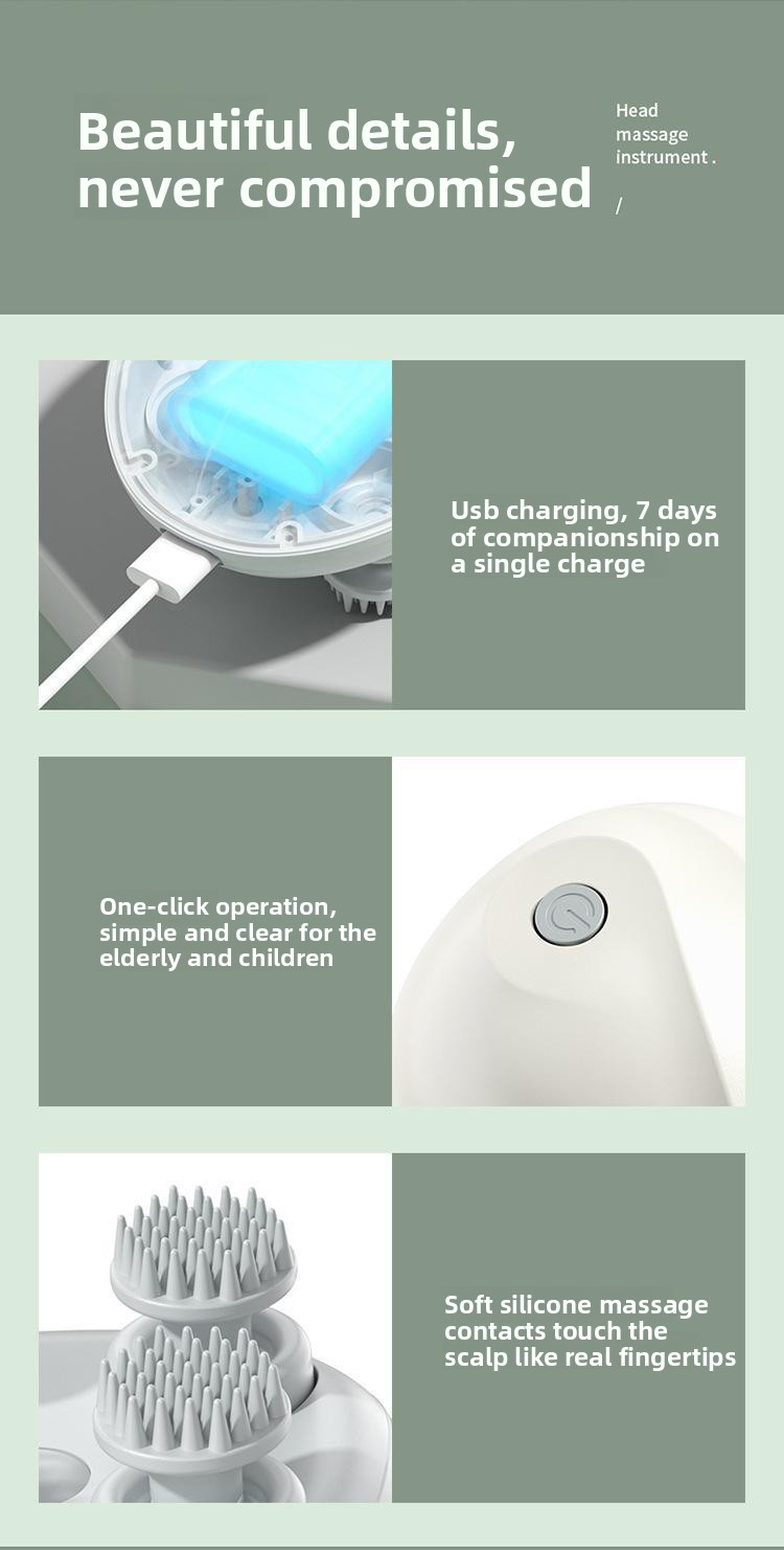 Head Massage Instrument Rechargeable Head Massager Scalp Stress Relax Body MassageWaterproof Handheld Hair Scalp massager