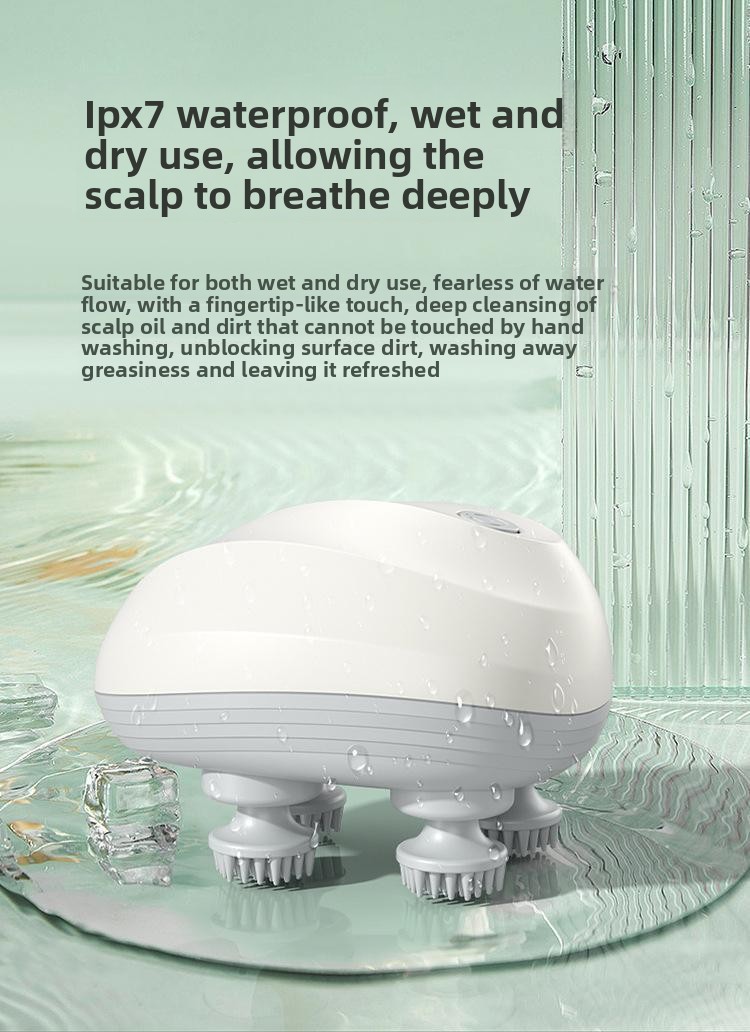 Head Massage Instrument Rechargeable Head Massager Scalp Stress Relax Body MassageWaterproof Handheld Hair Scalp massager