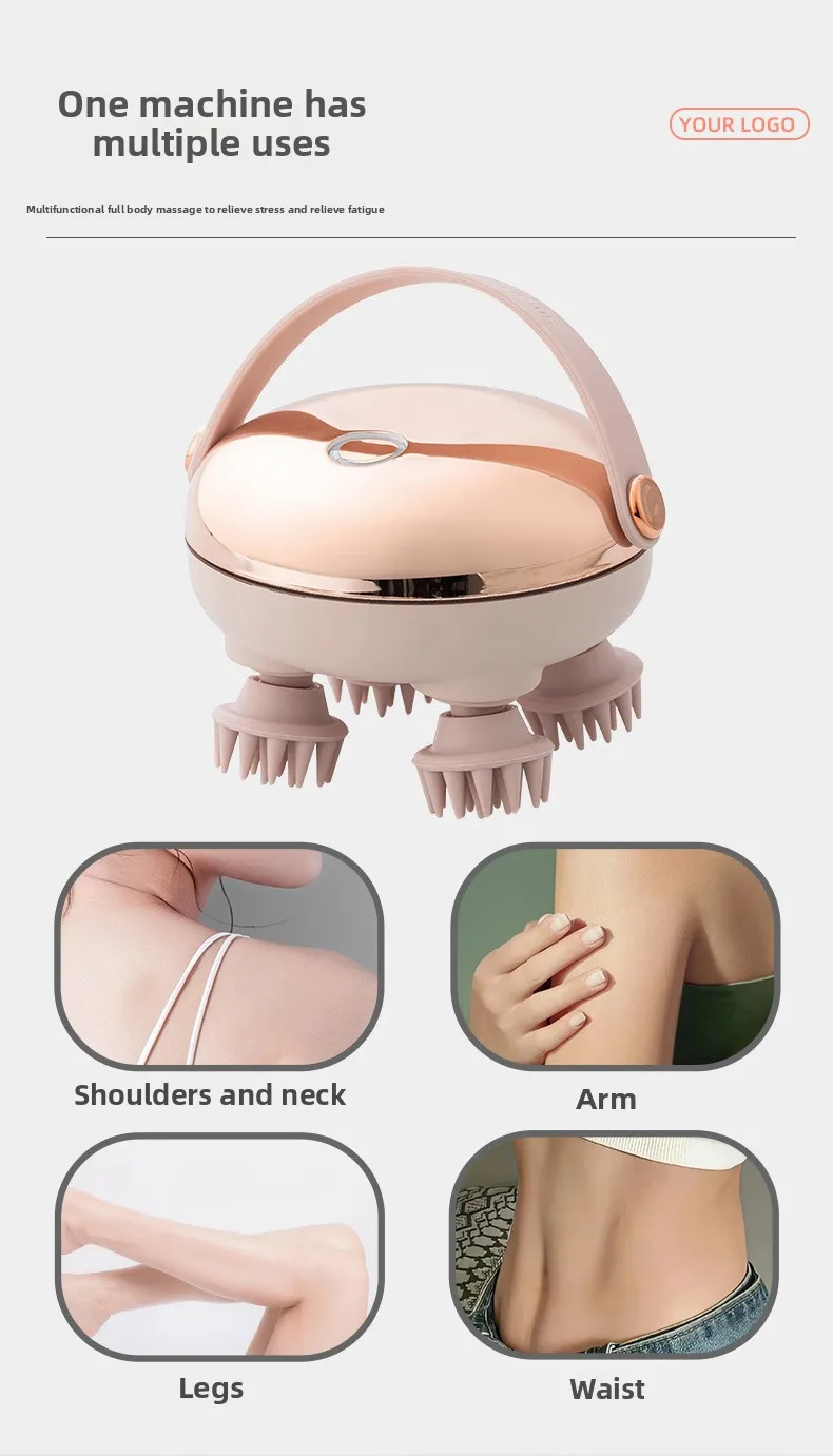 Head Massage Instrument Rechargeable Head Massager Scalp Stress Relax Body MassageWaterproof Handheld Hair Scalp massager