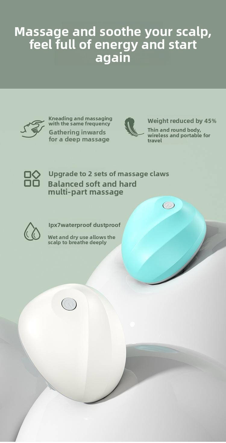 Head Massage Instrument Rechargeable Head Massager Scalp Stress Relax Body MassageWaterproof Handheld Hair Scalp massager