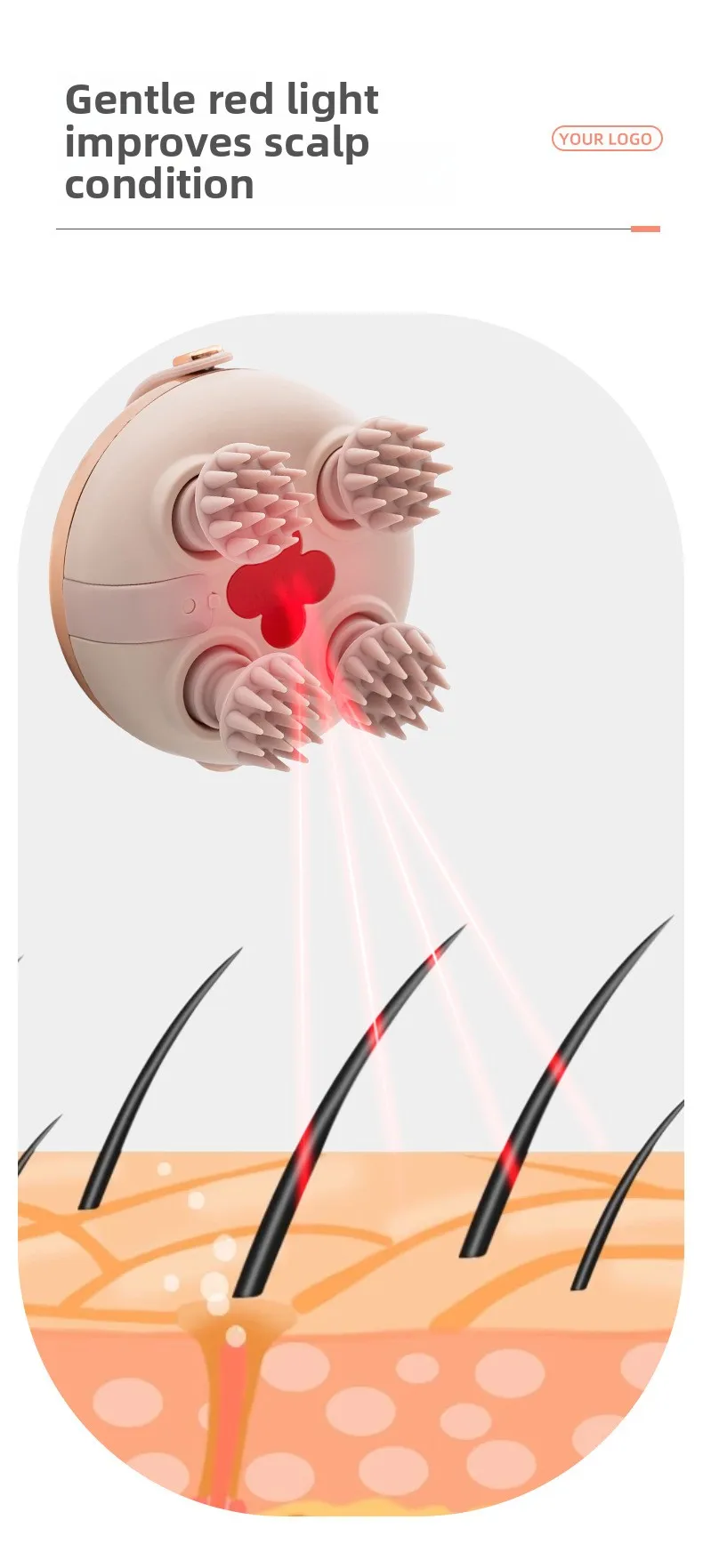 Head Massage Instrument Rechargeable Head Massager Scalp Stress Relax Body MassageWaterproof Handheld Hair Scalp massager