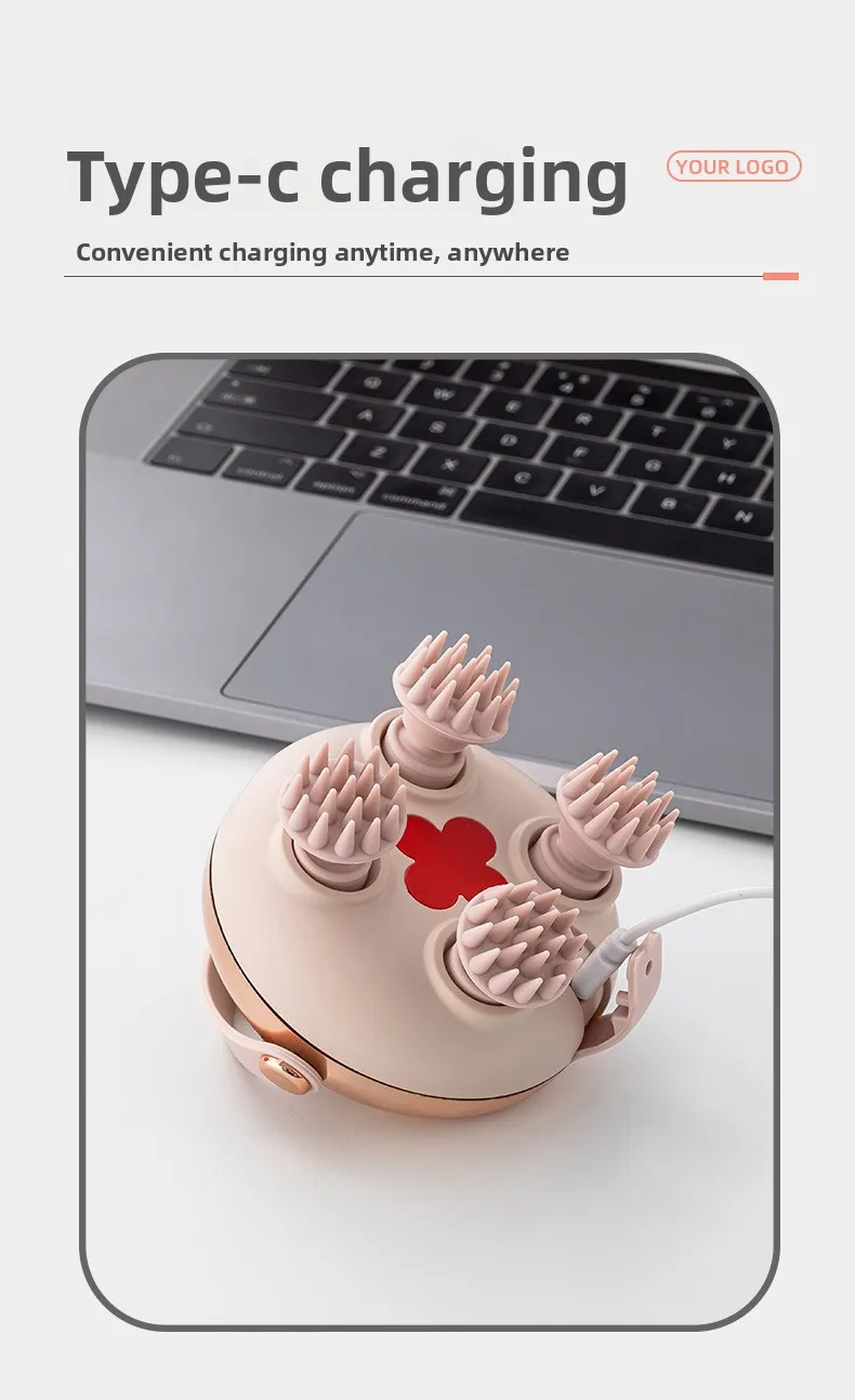 Head Massage Instrument Rechargeable Head Massager Scalp Stress Relax Body MassageWaterproof Handheld Hair Scalp massager