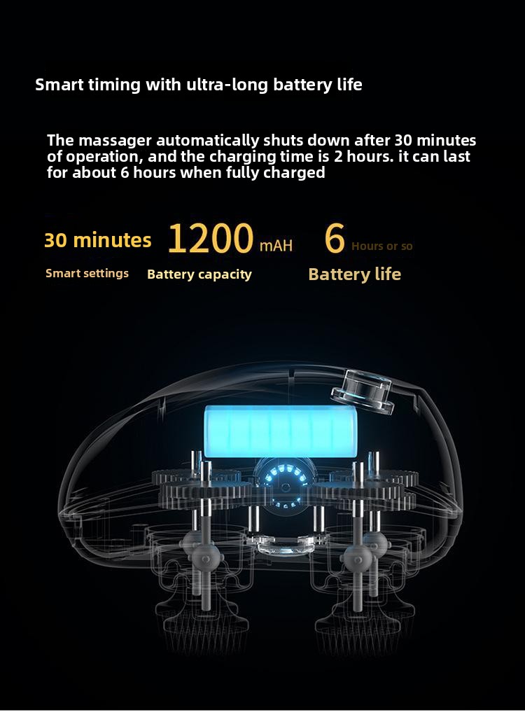 Head Massage Instrument Rechargeable Head Massager Scalp Stress Relax Body MassageWaterproof Handheld Hair Scalp massager