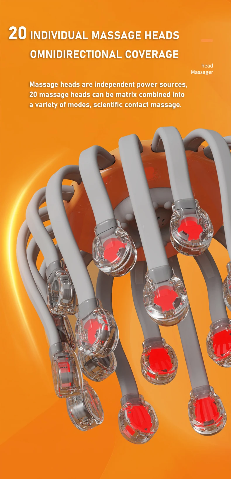 20Massage Heads Orange Scalp Head Massager Red Light Vibrator Octopus Scratcher For Relaxation Stress Migraine 20Massage Heads Orange Scalp Head Massager Red Light Vibrator Octopus Scratcher For Relaxation Stress Migraine