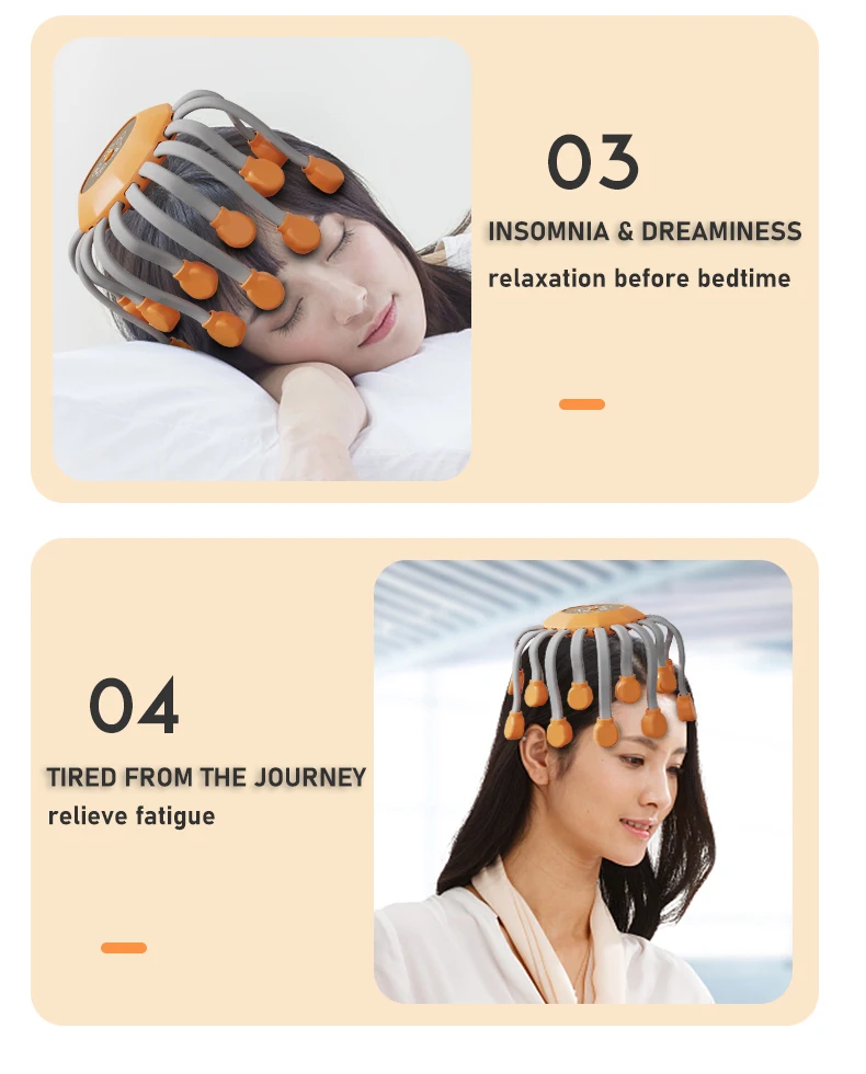 20Massage Heads Orange Scalp Head Massager Red Light Vibrator Octopus Scratcher For Relaxation Stress Migraine 20Massage Heads Orange Scalp Head Massager Red Light Vibrator Octopus Scratcher For Relaxation Stress Migraine