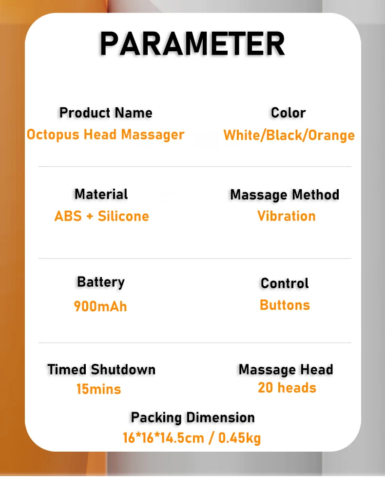 20Massage Heads Orange Scalp Head Massager Red Light Vibrator Octopus Scratcher For Relaxation Stress Migraine 20Massage Heads Orange Scalp Head Massager Red Light Vibrator Octopus Scratcher For Relaxation Stress Migraine