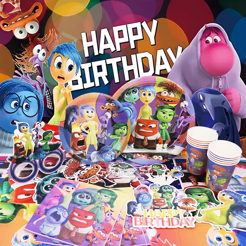 Inside Out Birthday Party Decoration Latex Aluminum Film Balloon Banner Toy Gift Backdrop Disposable Tableware  Napkin