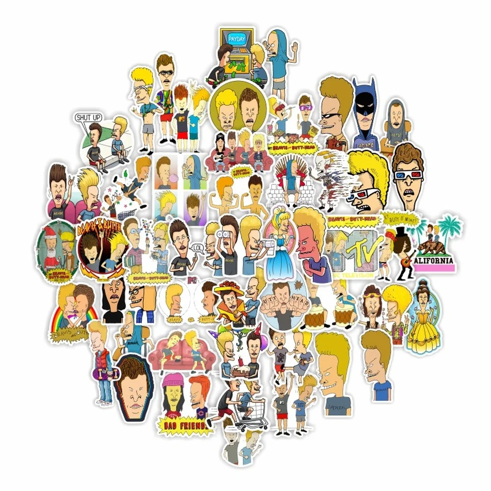 50pcs US 90s TV Shows Anime Beavis and Butt-head stickers Vintage Retro Poster Decorative DIY Wall Stickers Home Posters Bar Art