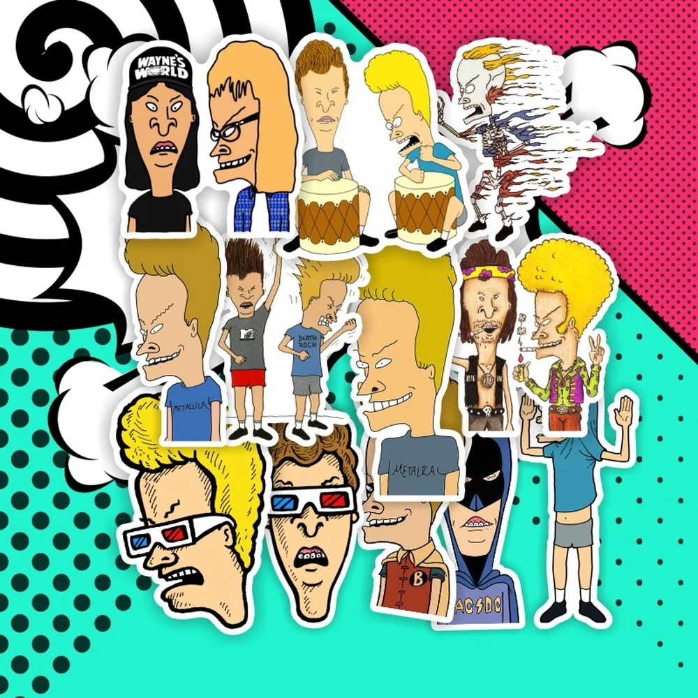 50pcs US 90s TV Shows Anime Beavis and Butt-head stickers Vintage Retro Poster Decorative DIY Wall Stickers Home Posters Bar Art
