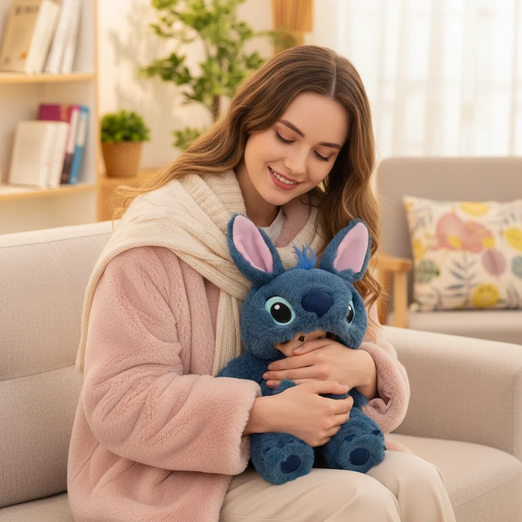 Cute Anime 20cm Monchhichis Cross-dressing Blue and Pink Stitch Plush Vinyl Toy Holiday Gift