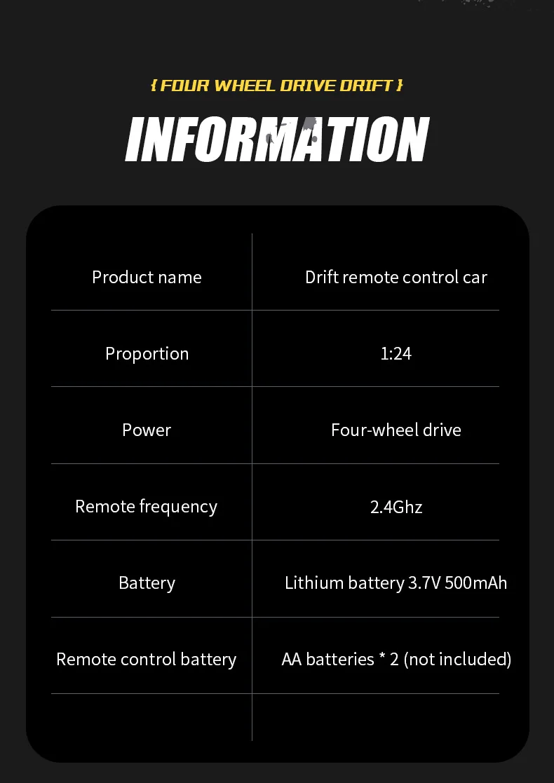 New 4WD Remote Control Drift Car Full Size 1:24 Mini Remote Control Racing Car Model 2.4G Radio High Speed RC Car Boy Toy Gift