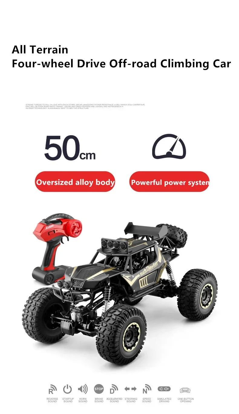 50CM 1:8 Oversized Size Metal Alloy Body 4WD RC Trucks  2.4G Radio Control Off-road 4x4 Vehicle Child Electric Car Toy for Kids