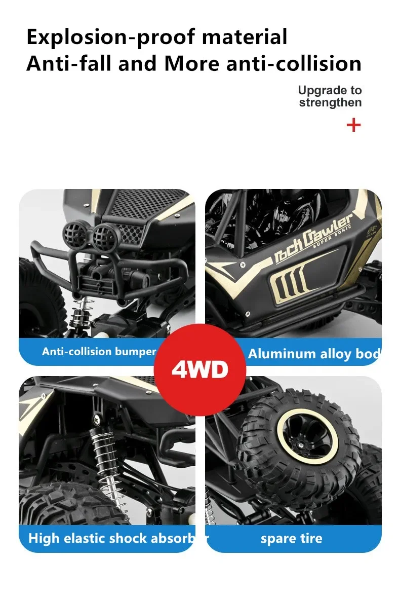 50CM 1:8 Oversized Size Metal Alloy Body 4WD RC Trucks  2.4G Radio Control Off-road 4x4 Vehicle Child Electric Car Toy for Kids