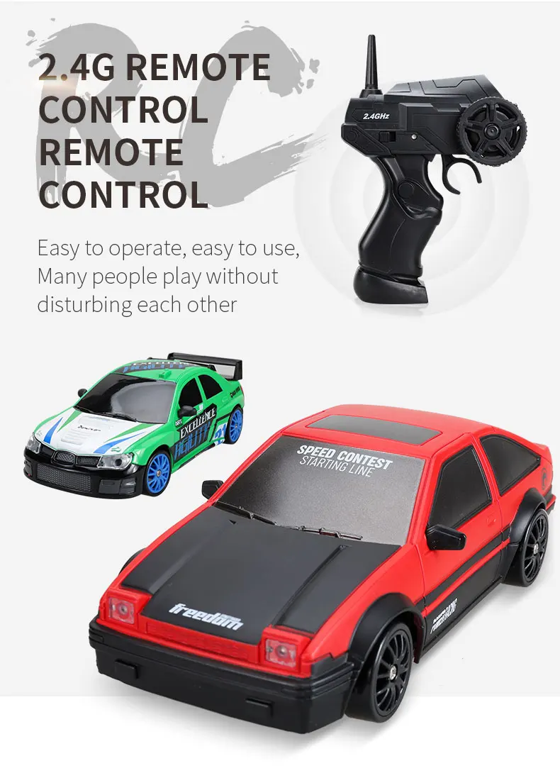 4WD RC Car With LED Remote Control Cars High Speed Fast Drift Racing 2.4G Radio RTR Vehicle GTRPRO Model Toy Kids Children Gift