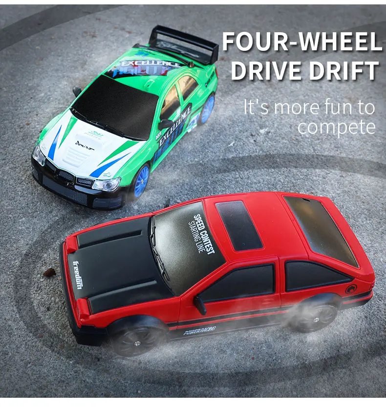 4WD RC Car With LED Remote Control Cars High Speed Fast Drift Racing 2.4G Radio RTR Vehicle GTRPRO Model Toy Kids Children Gift