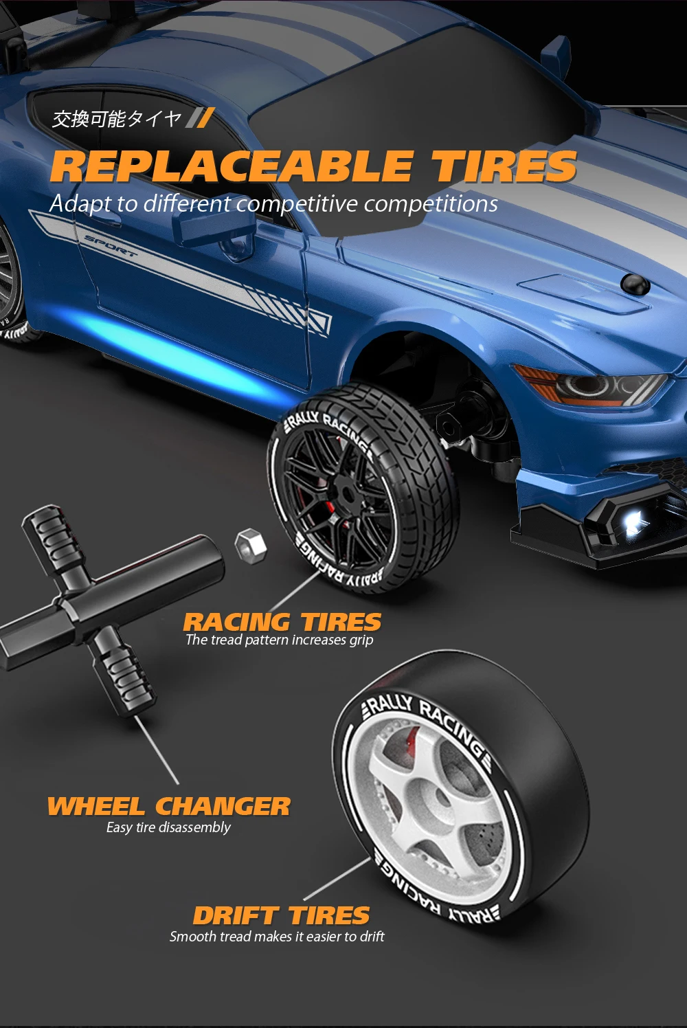 4WD RC Car With LED Remote Control Cars High Speed Fast Drift Racing 2.4G Radio RTR Vehicle GTRPRO Model Toy Kids Children Gift