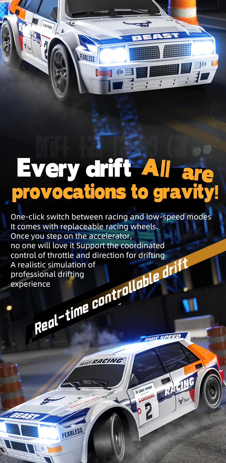 JCMO SG204 PRO Raceway Drifting RC Car 4WD 1:24 Scale High Speed 20KM/H 2.4G RC Racing Toy Car with LED Light For Children Gift