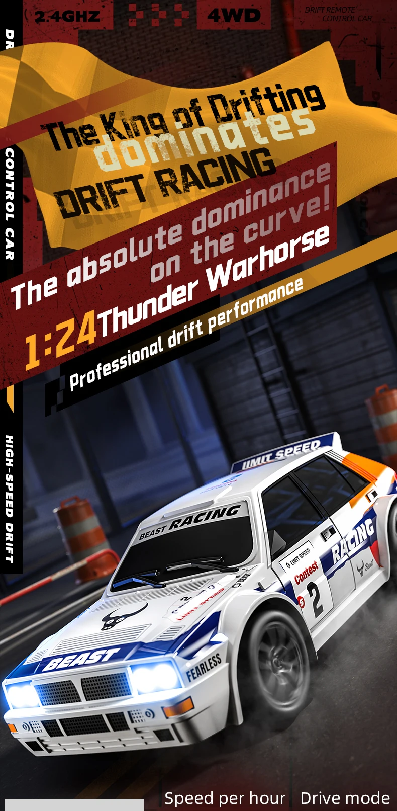 JCMO SG204 PRO Raceway Drifting RC Car 4WD 1:24 Scale High Speed 20KM/H 2.4G RC Racing Toy Car with LED Light For Children Gift