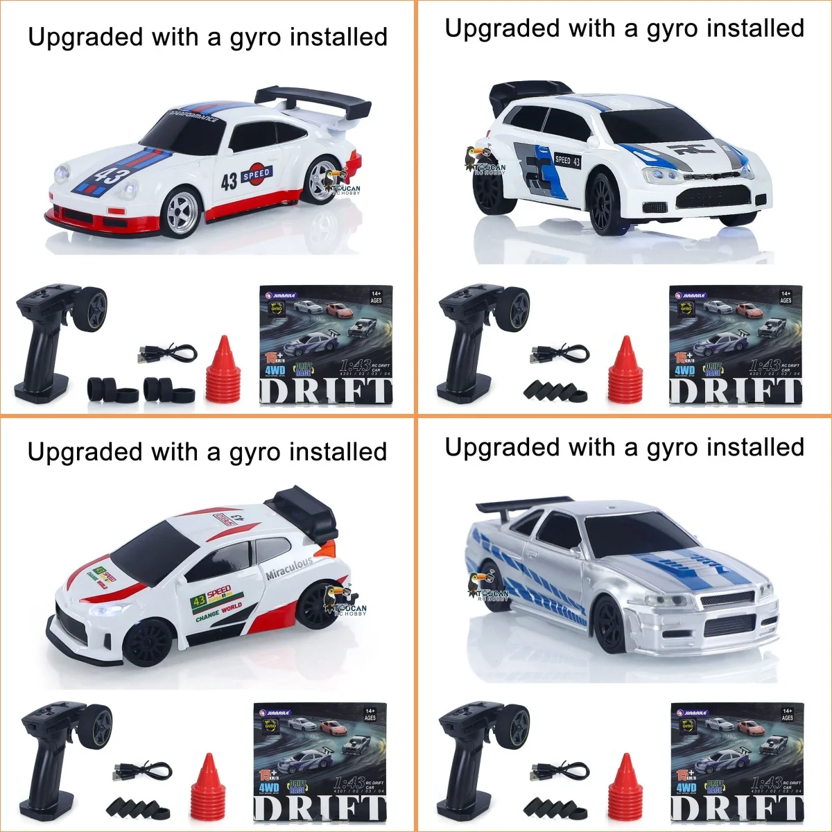 New RC Drift Car Upgraded Gyro 1/43 Racing RTR 4WD Four-wheel Drive High Speed Radio Control Model 2.4g Drift Race Car Mini Gift