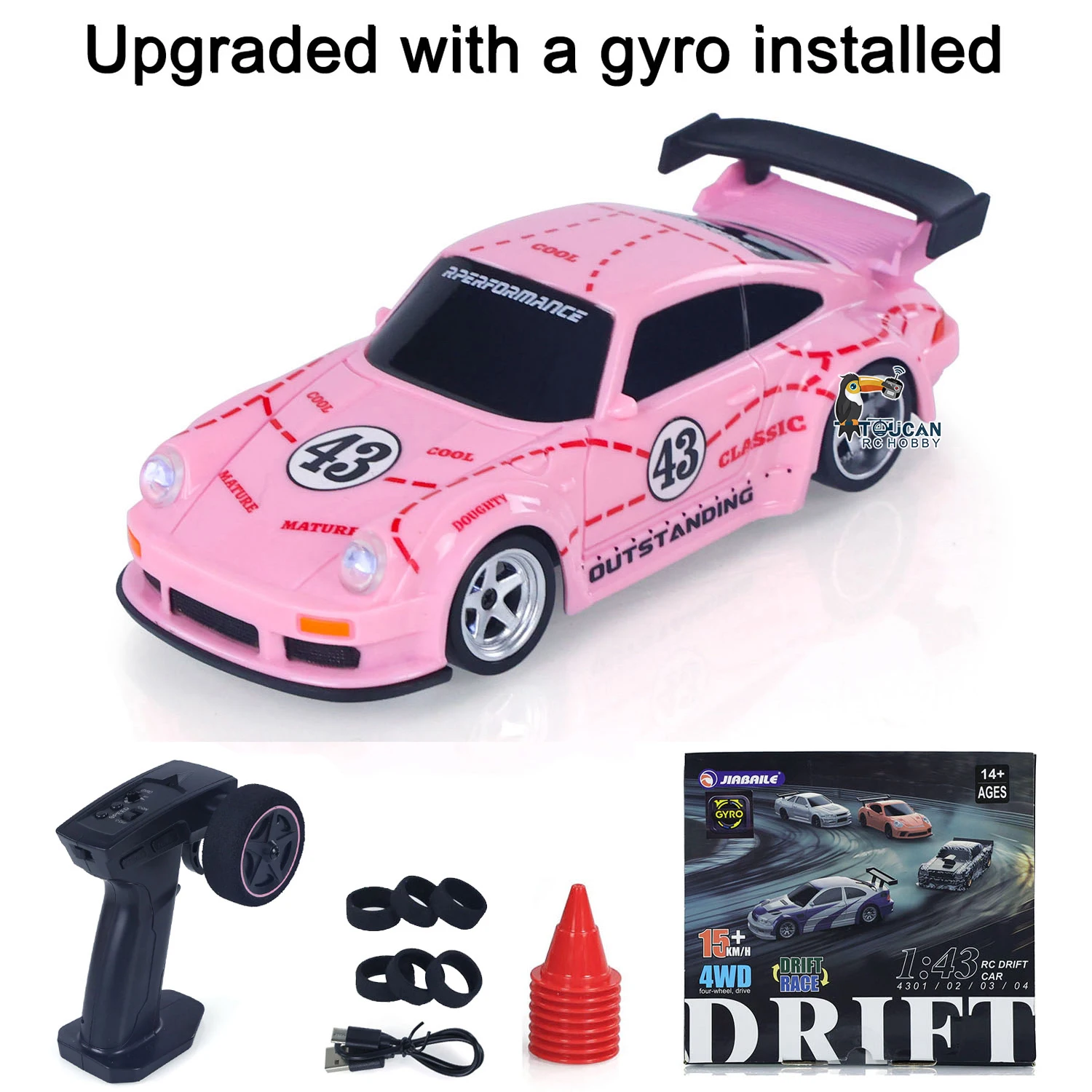 New RC Drift Car Upgraded Gyro 1/43 Racing RTR 4WD Four-wheel Drive High Speed Radio Control Model 2.4g Drift Race Car Mini Gift