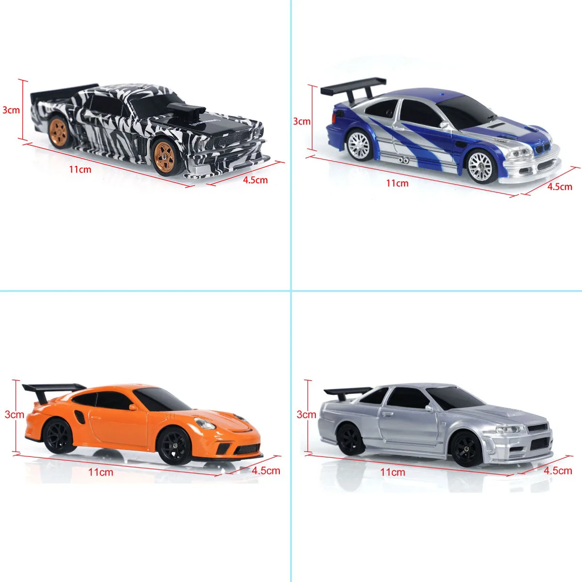 New RC Drift Car Upgraded Gyro 1/43 Racing RTR 4WD Four-wheel Drive High Speed Radio Control Model 2.4g Drift Race Car Mini Gift