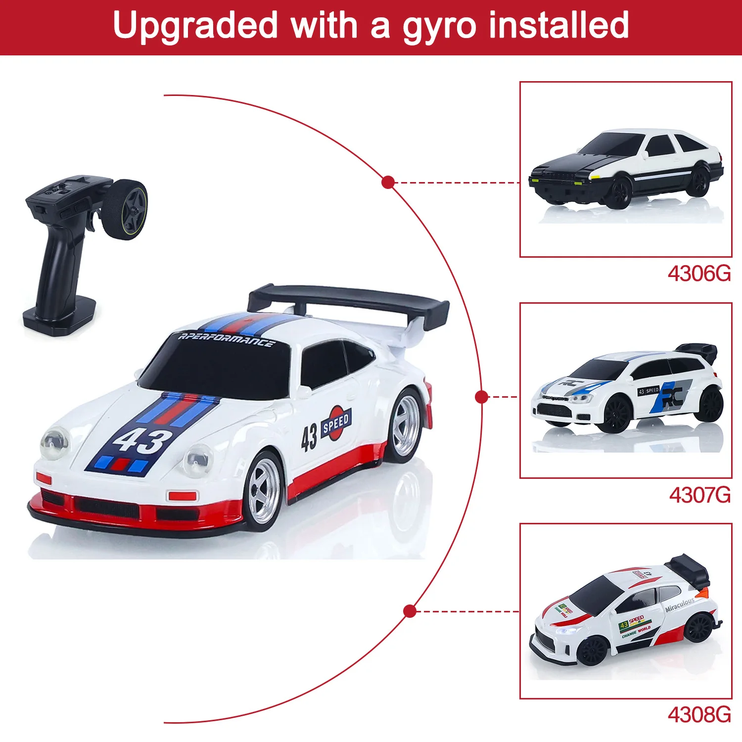 New RC Drift Car Upgraded Gyro 1/43 Racing RTR 4WD Four-wheel Drive High Speed Radio Control Model 2.4g Drift Race Car Mini Gift