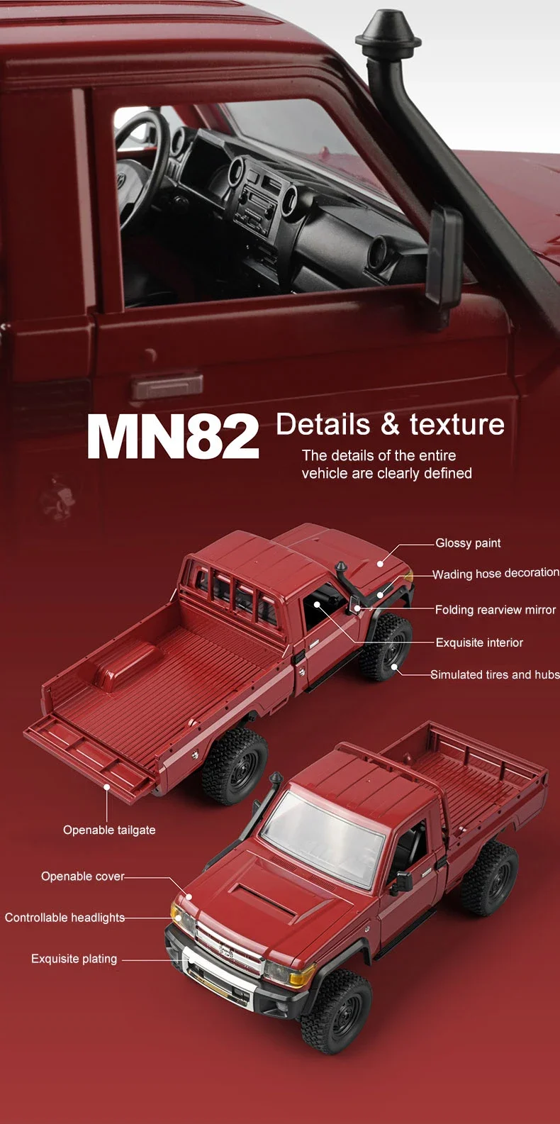 ZWN MN82 MN82S LC79 1/12 Full Scale RC Pickup Short Truck 4WD Remote Control Climbing Off-road Car Toys for Kids Christmas Gifts ZWN MN82 MN82S LC79 1/12 Full Scale RC Pickup Short Truck 4WD Remote Control Climbing Off-road Car Toys for Kids Christmas Gifts