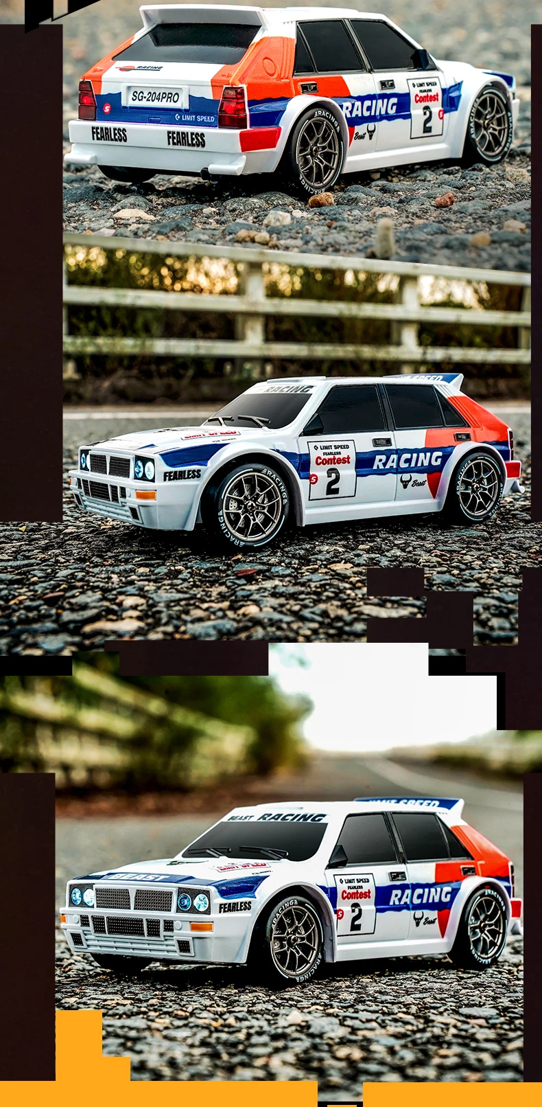 2025 New 4WD RC Car 1:24 Scale Four-wheel Drive Drift With Two Speed Settings 20 km/h LED Light Children Toys Rechargeable SG204